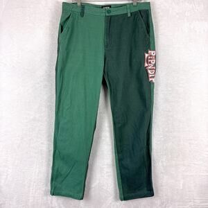 RipNDip Pants Mens 34 Green Two Tone Twill Embroidered Japan Samurai Cat Shroom